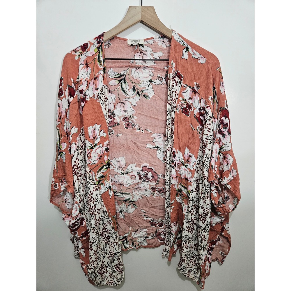 Umgee USA Floral Kimono Wrap Terracotta Mixed Print Boho Cardigan‎ ML A3870